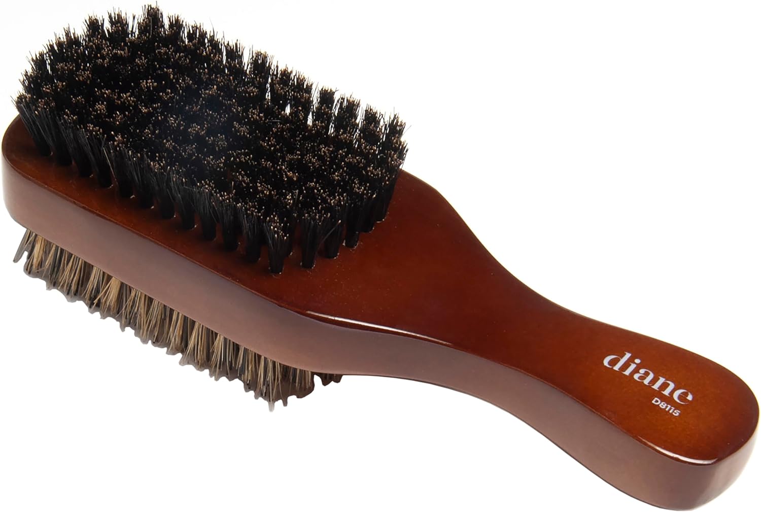 Diane Premium Boar Bristle Brush for Men € Double Sided, Medium and Firm Bristles for Thick Coarse Hair € Use for Smoothing, Wave Styles, Soft on Scalp, Club Handle, D8115