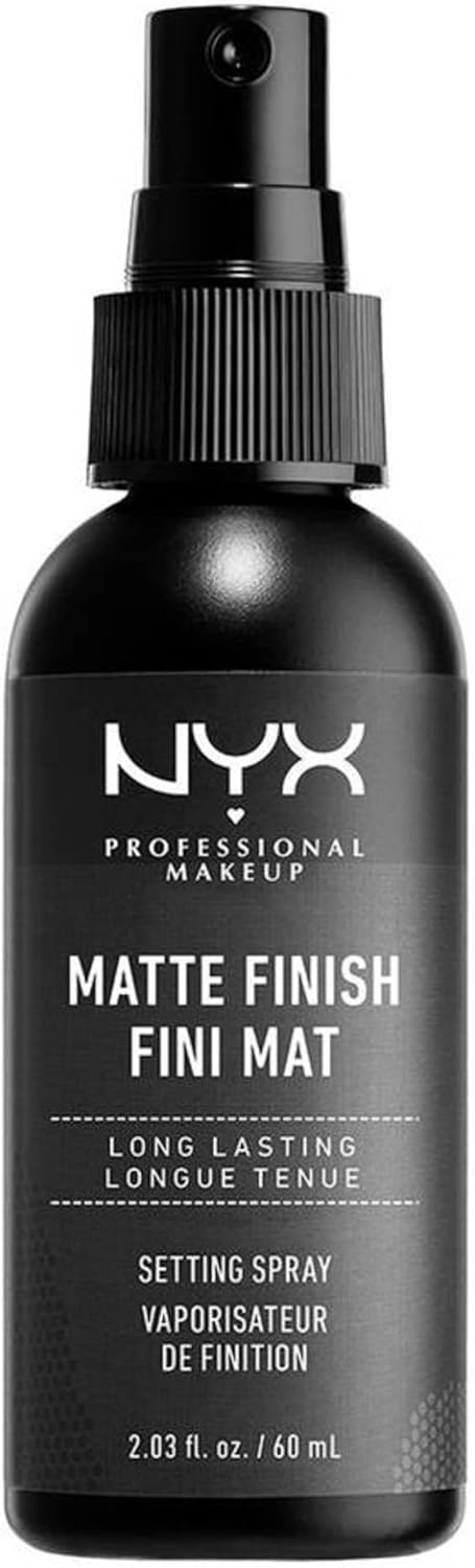 NYX Professional Makeup Matte Finish Setting Spray, Infused with NIACINAMIDE, Long Lasting 16h Wear, Sheer and Smooth Mattifying Spray, Combat Shine for a Poreless Complexion, Vegan Formula, 60mL