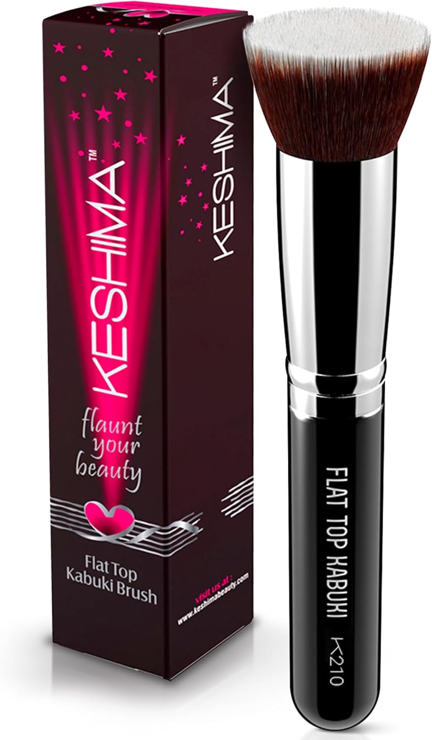Flat Top Kabuki Foundation Brush By KESHIMA - Premium Makeup Brush for Liquid, Cream, and Powder Foundation, 3cm Top Diameter