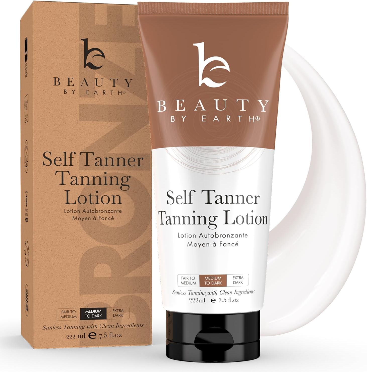 Self Tanner Tanning Lotion - Made with Natural & Organic Ingredients, Sunless Tanning Lotion for Body, Perfect Self Tan for Women & Men for a Natural Looking Glow, Medium to Dark