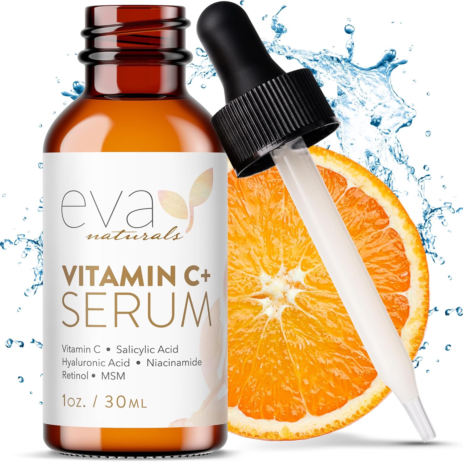 Eva Naturals Vitamin C+ Serum for Face – Anti Aging Facial Serum with Retinol, Salicylic Acid, Niacinamide & Botanical Hyaluronic Acid – Dark Spot, Fine Line & Wrinkle Support for Radiant Skin