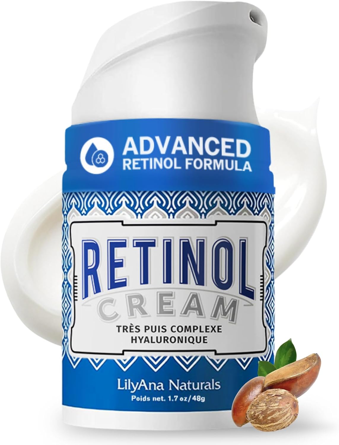 LilyAna Naturals Retinol Cream for Face - Made in USA, Anti Aging Moisturizer for Face and Neck, Wrinkle, Retinol Complex - 1.7oz