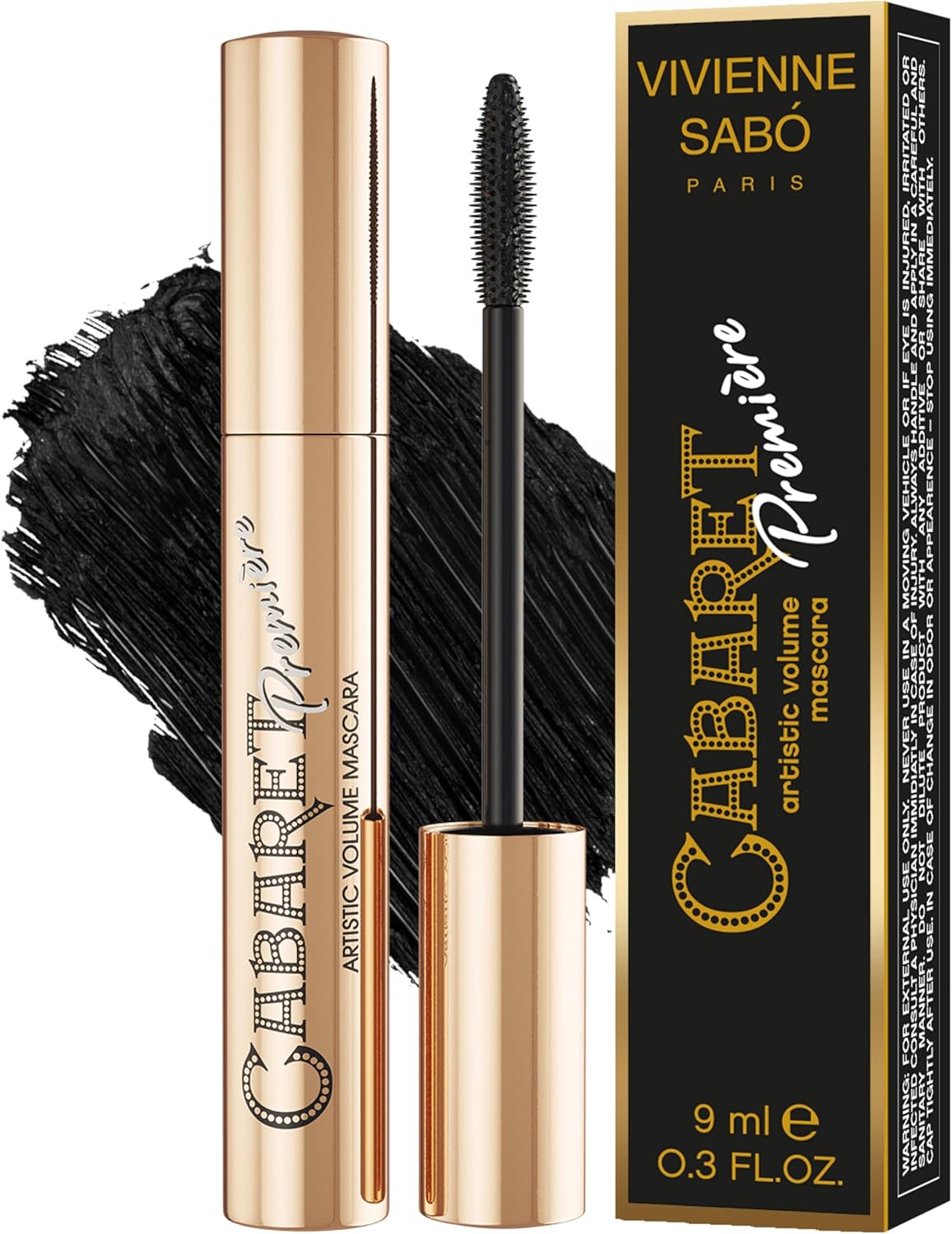 Cabaret Premiere Black Mascara, Volume and Length, Defining, Curling, No Flaking, No Clumping, Smudge Proof, Washable, Cruelty-Free, Made in Europe, (01 Black), 0.3 Fl Oz, 1 Pack