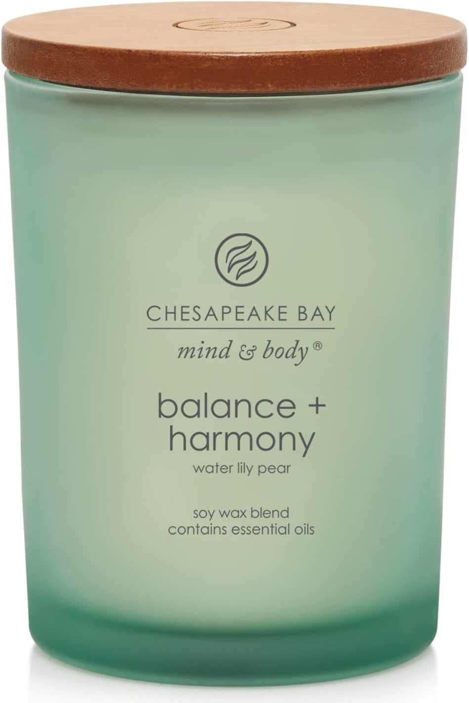 Chesapeake Bay Balance + Harmony Scented Candle Water Lily Pear Fragrance 50 Hours Burn Time Warm & Decorative Soy Wax Blend