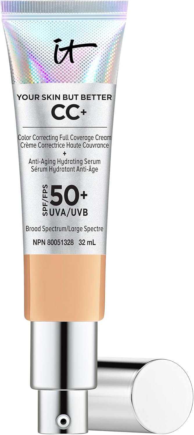 Your Skin But Better CC+ Cream, Medium Tan (W) - Color Correcting Cream, Full-Coverage Foundation, Anti-Aging Serum & SPF 50+ Sunscreen - Natural Finish - 1.08 fl oz