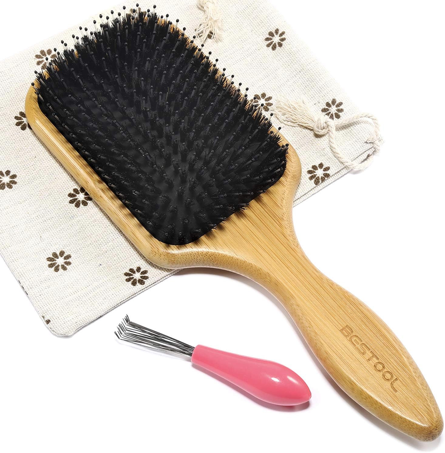 BESTOOL Hair Brush, Boar Bristle Hair Brushes for Women men Kid, Boar & Nylon Bristle Brush for Wet/Dry Hair Smoothing Massaging Detangling, Everyday Brush Enhance Shine & Health
