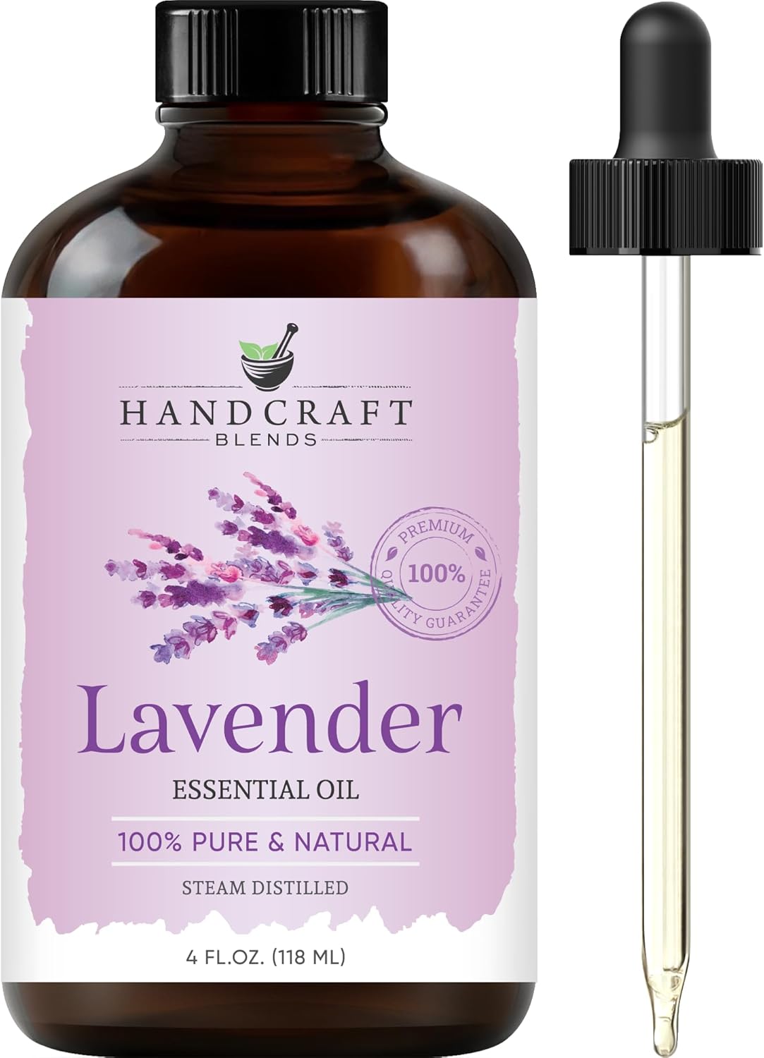 Handcraft Blends Lavender Essential Oil - Huge 118 ml - 100% Pure and Natural - Premium Grade with Glass Dropper
