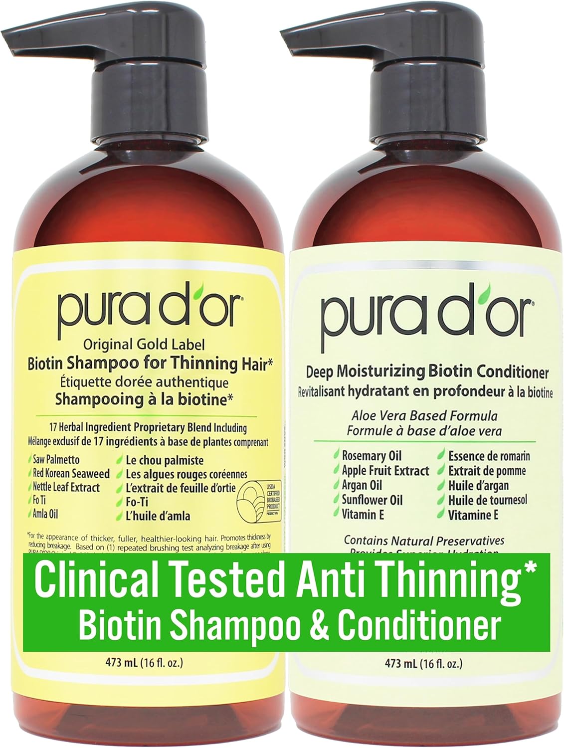 Biotin Original Gold Label Shampoo & Conditioner Set, 473ml x 2