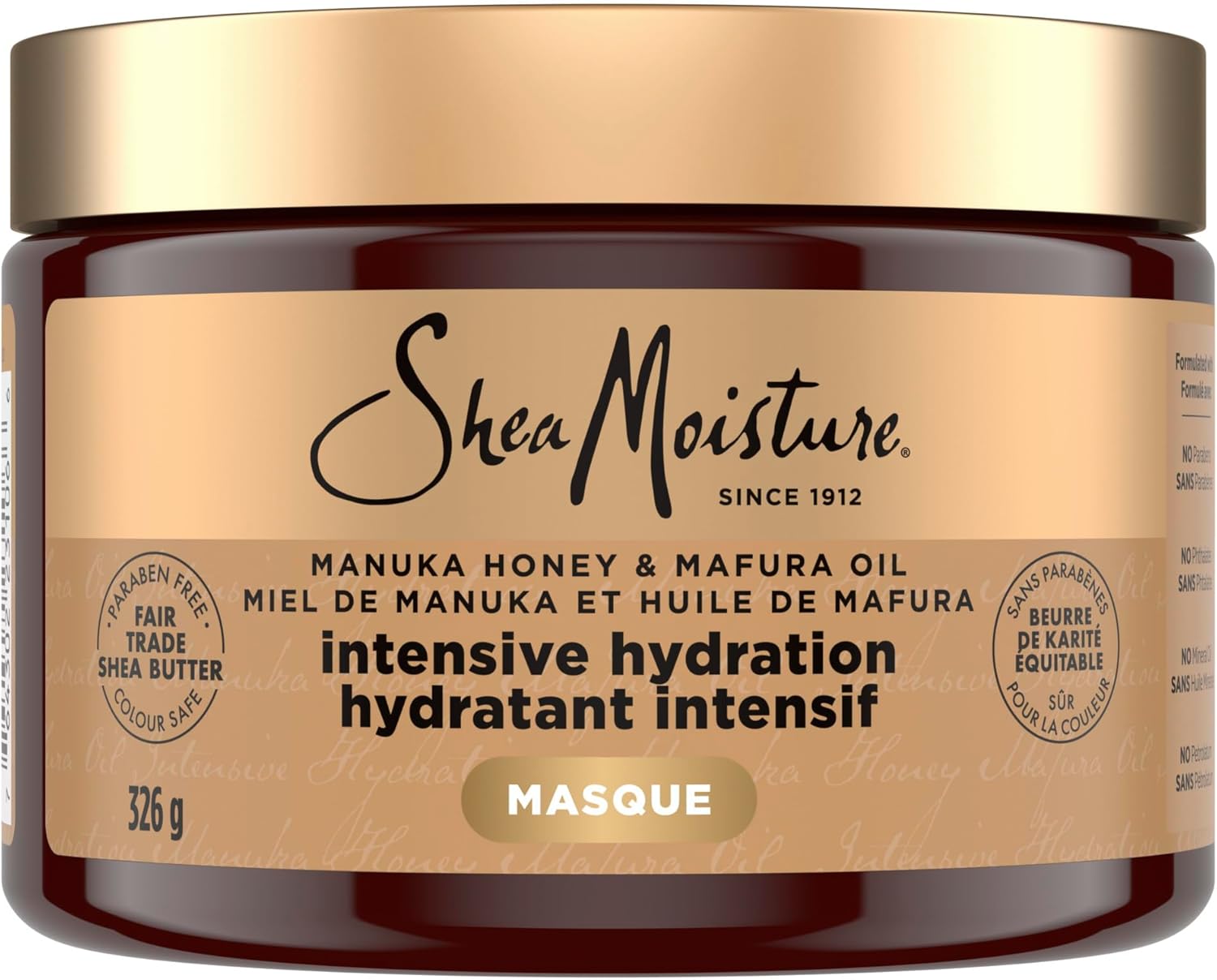 SheaMoisture Intensive Hydration Hair Masque hair treatment for dry, damaged hair Manuka Honey & Mafura Oil deep conditioning treatment with fig extract 326 g