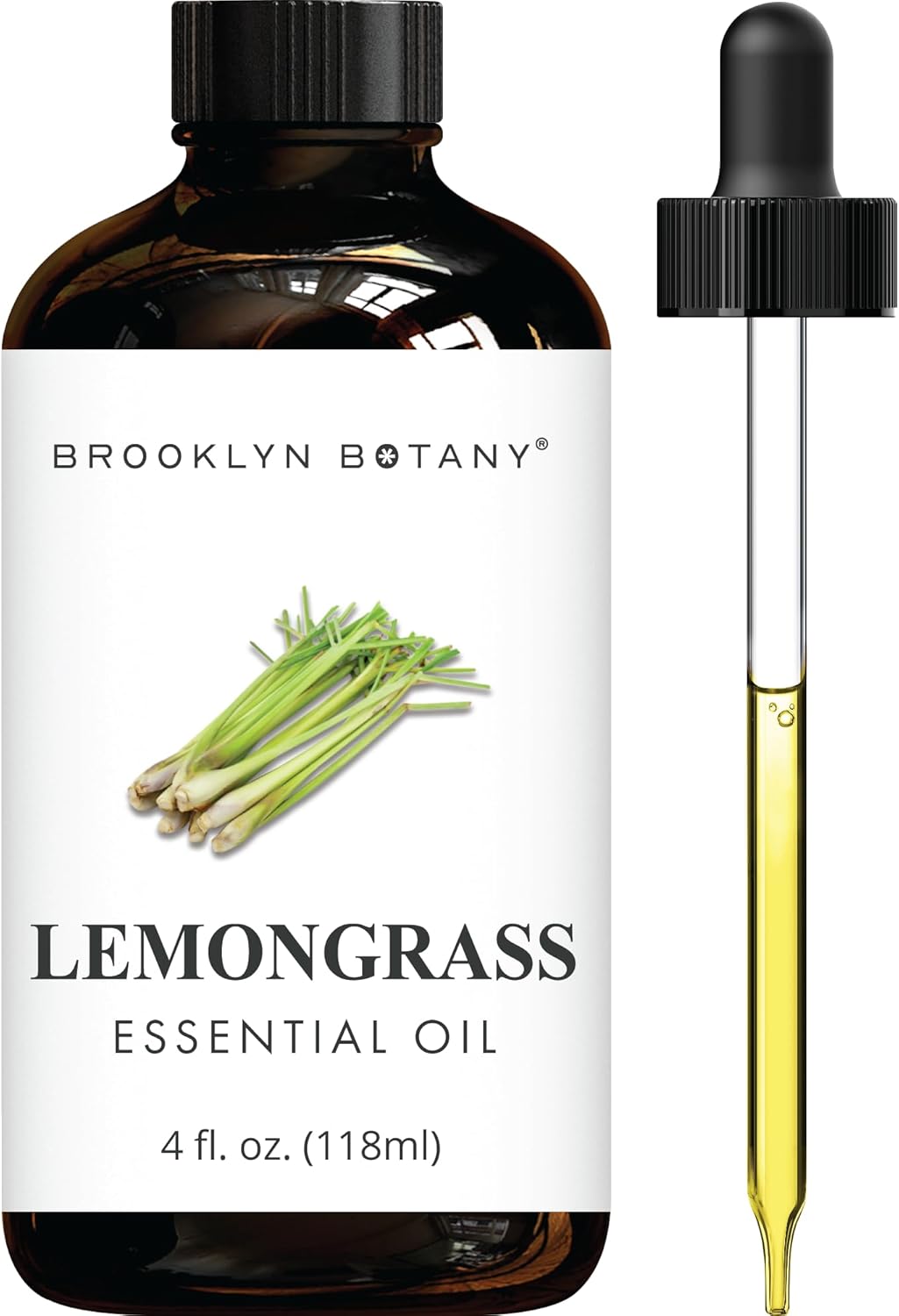 Brooklyn Botany Lemongrass Essential Oil - Huge 118 ml - 100% Pure and Natural - Premium Grade with Dropper - for Aromatherapy and Diffuser