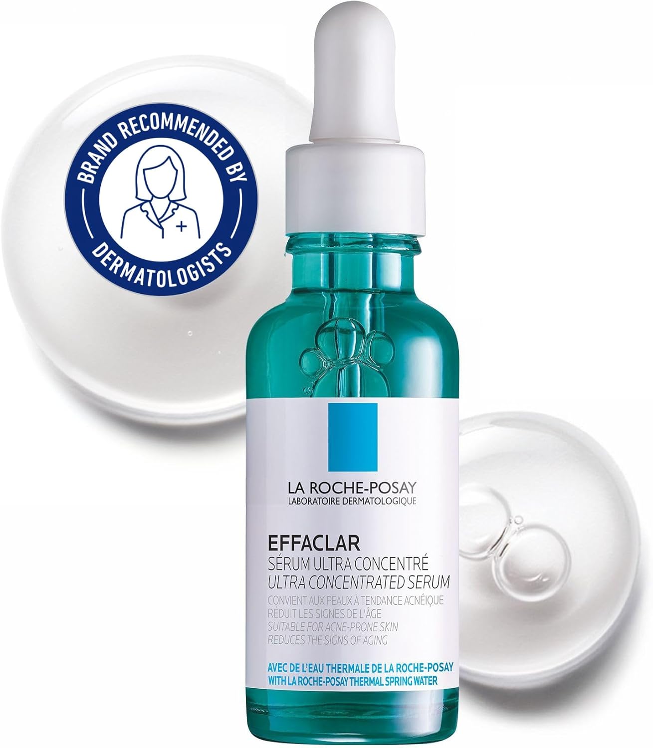 La Roche-Posay Effaclar Glycolic Acid Face Serum with Niacinamide & Salicylic Acid. Gentle Daily Ultra Concentrated Exfoliating Peeling Serum for Acne-Prone & Mature Skin, 30mL