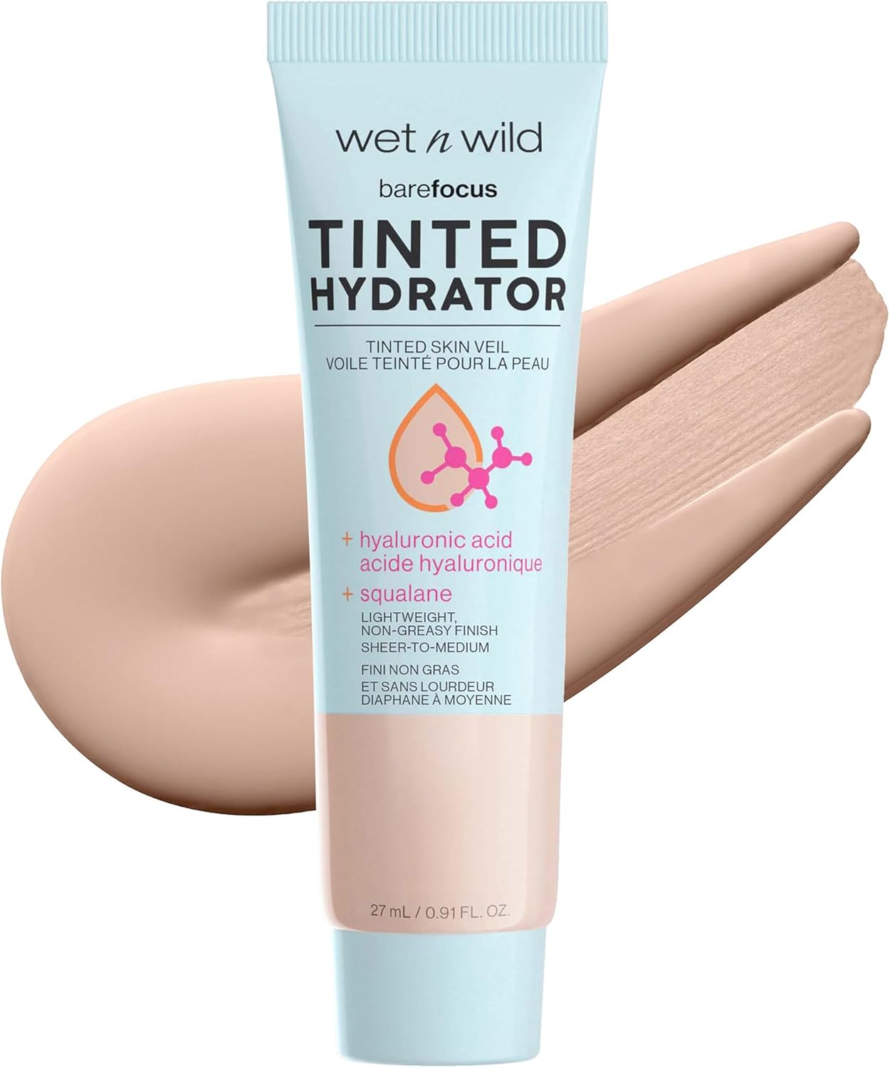 wet n wild Bare Focus Tinted Hydrator Matte Natural Finish, Oil-Free Tinted Face Moisturizer Makeup, Hyaluronic Acid, Squalane, Sheer To Medium Coverage – Fair