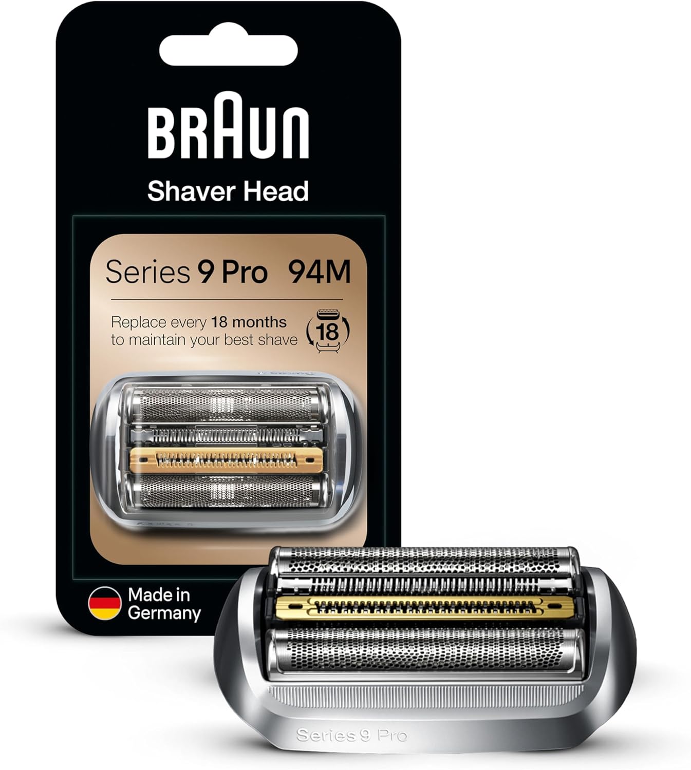 Series 9 Electric Shaver Replacement Head, Easily Attach Your New Shaver Head, Also Compatible with Series 9 Pro Electric Razors, 94M, Silver