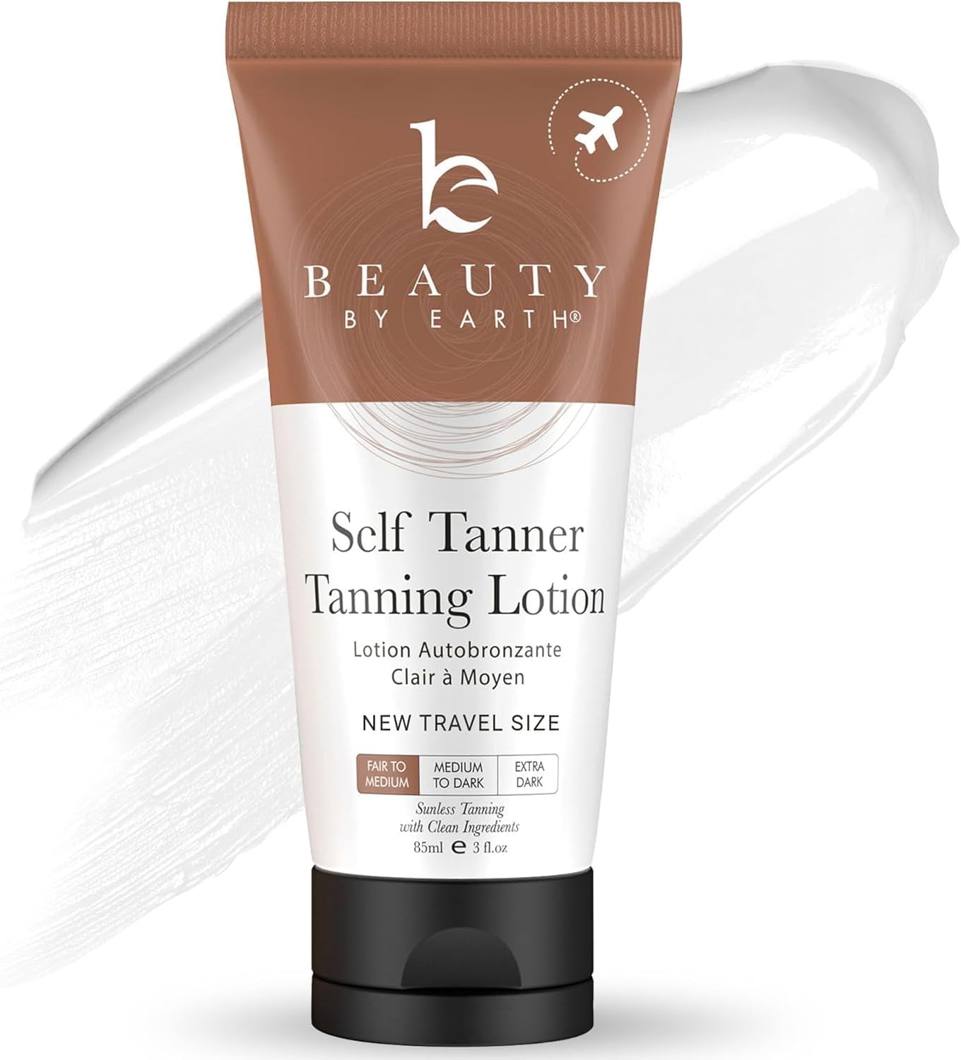 Travel Size Self Tanner Tanning Lotion - USA Made With Natural & Organic Ingredients, Non Toxic Sunless Tanner, Gradual Tanning Lotion Cream for A Radiant Looking Self Tan, Fair to Medium
