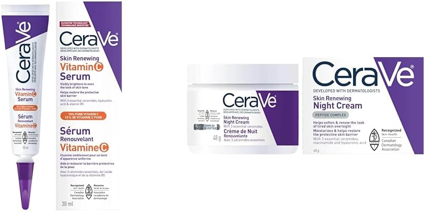 Skin Renewing Vitamin C Serum with 10% Pure VITAMIN C for Face With Hyaluronic Acid & Night Cream for Face, Skin Renewing Moisturizer for Men & Women With Hyaluronic Acid