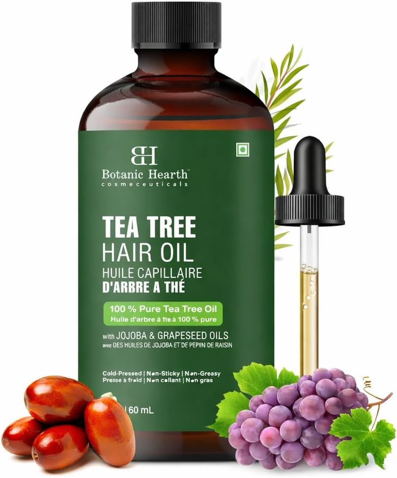 Botanic Hearth Tea Tree Hair Oil for Hair Growth, Strengthening Scalp Treatment, Paraben & Sulfate Free, 2 fl oz