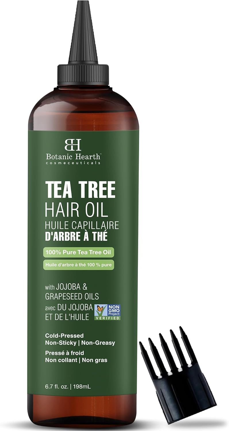 Botanic Hearth Tea Tree Hair Oil with Jojoba & Grapeseed Oils, Soothes Itchy Scalp & Nourishes Hair, Non-GMO Verified, 6.7 fl oz