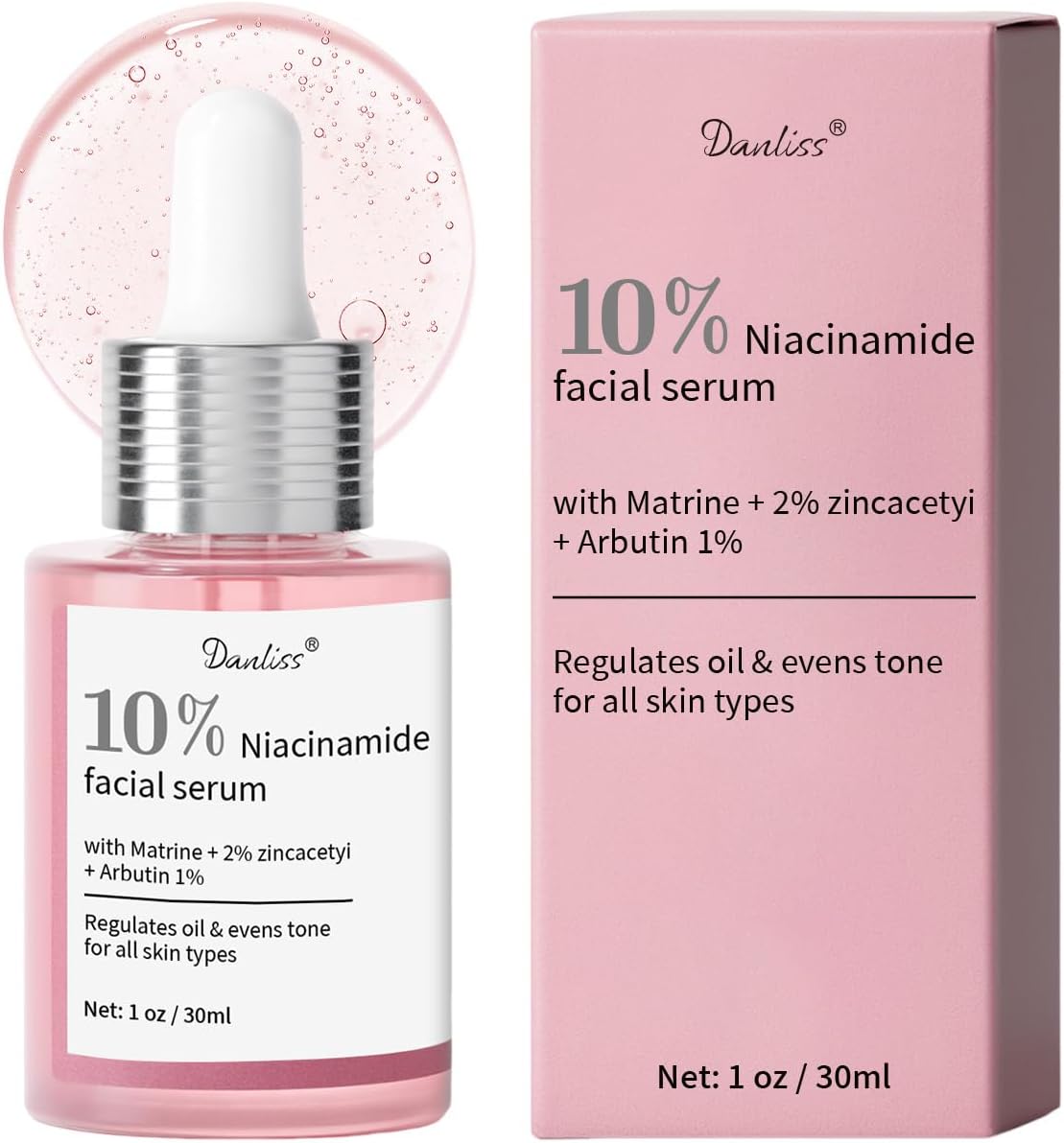 Niacinamide Serum – 10% Niacinamide + 2% Zinc for Face, Nourishing and Brightening Skin Tone with Hyaluronic Acid & Arbutin, Ideal for Blemish-Prone Skin 30ml / 1 fl oz